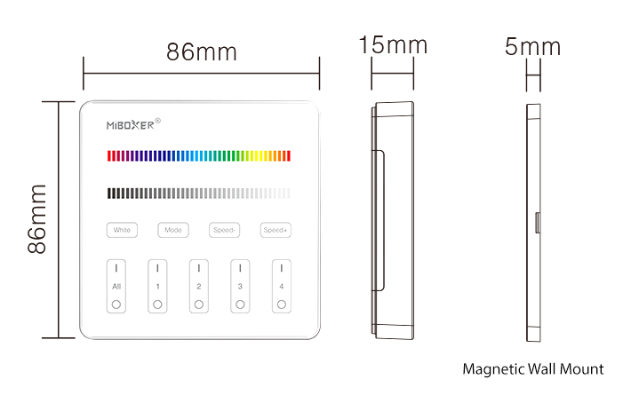 RGBWW 4-Zone Wireless Wall Mount Remote - Image 5