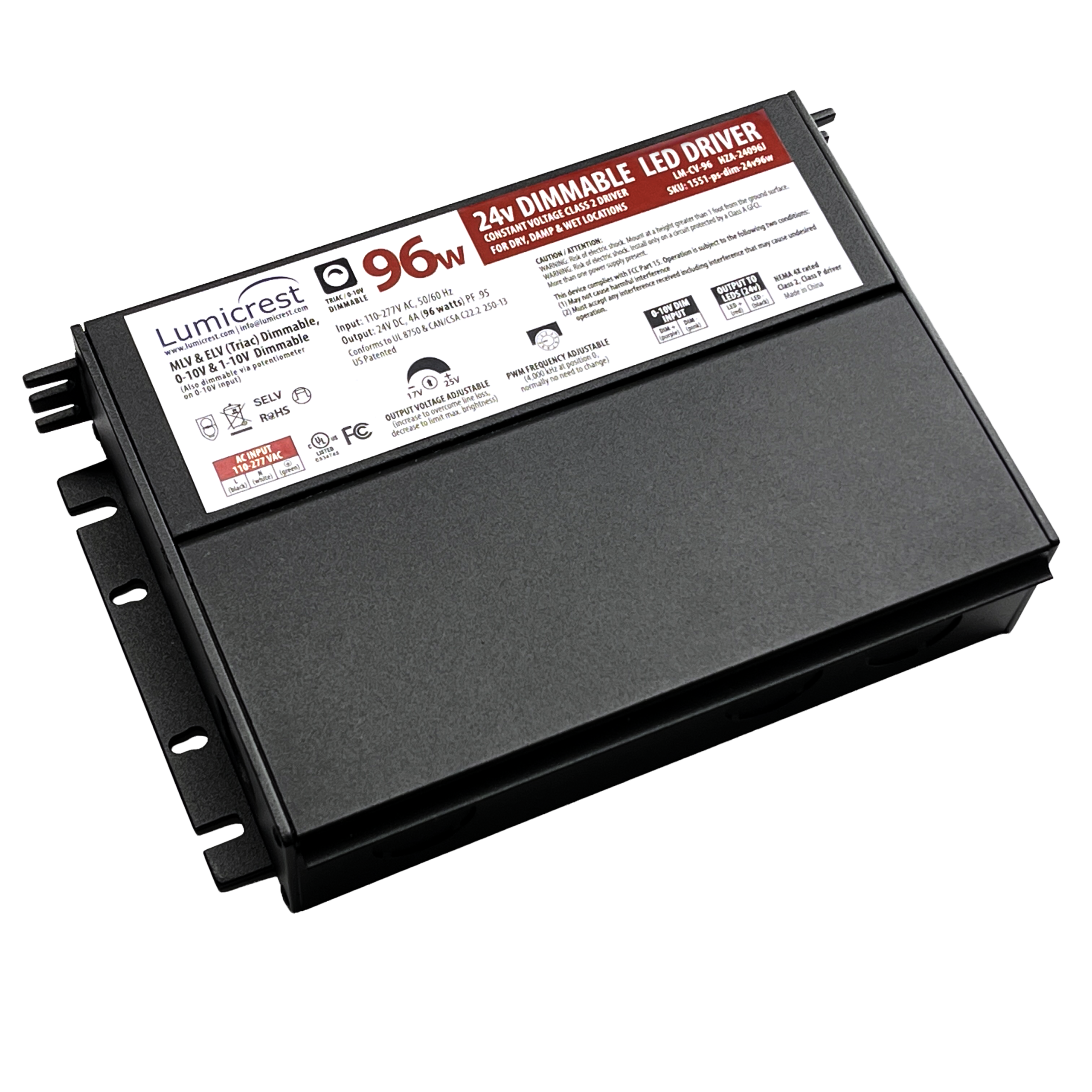 96 Watt Dimmable 24V Hardwire Power Supply