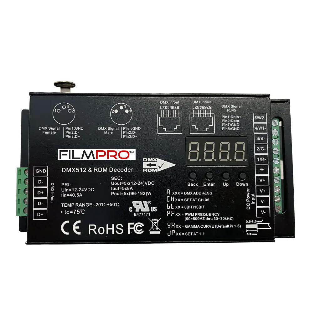 FilmGrade™ DMX LED Dimmer & Decoder with 5 Channel Output