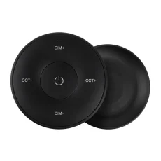 1-Zone Round Touch Wireless Dimmer Control for White + Dual CTT Lights - Black