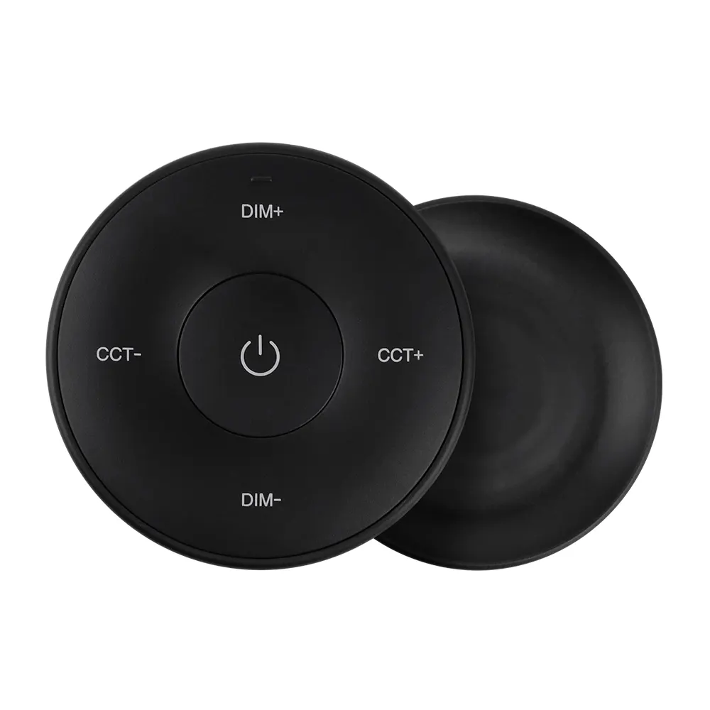 1-Zone Round Touch Wireless Dimmer Control for White + Dual CTT Lights - Black