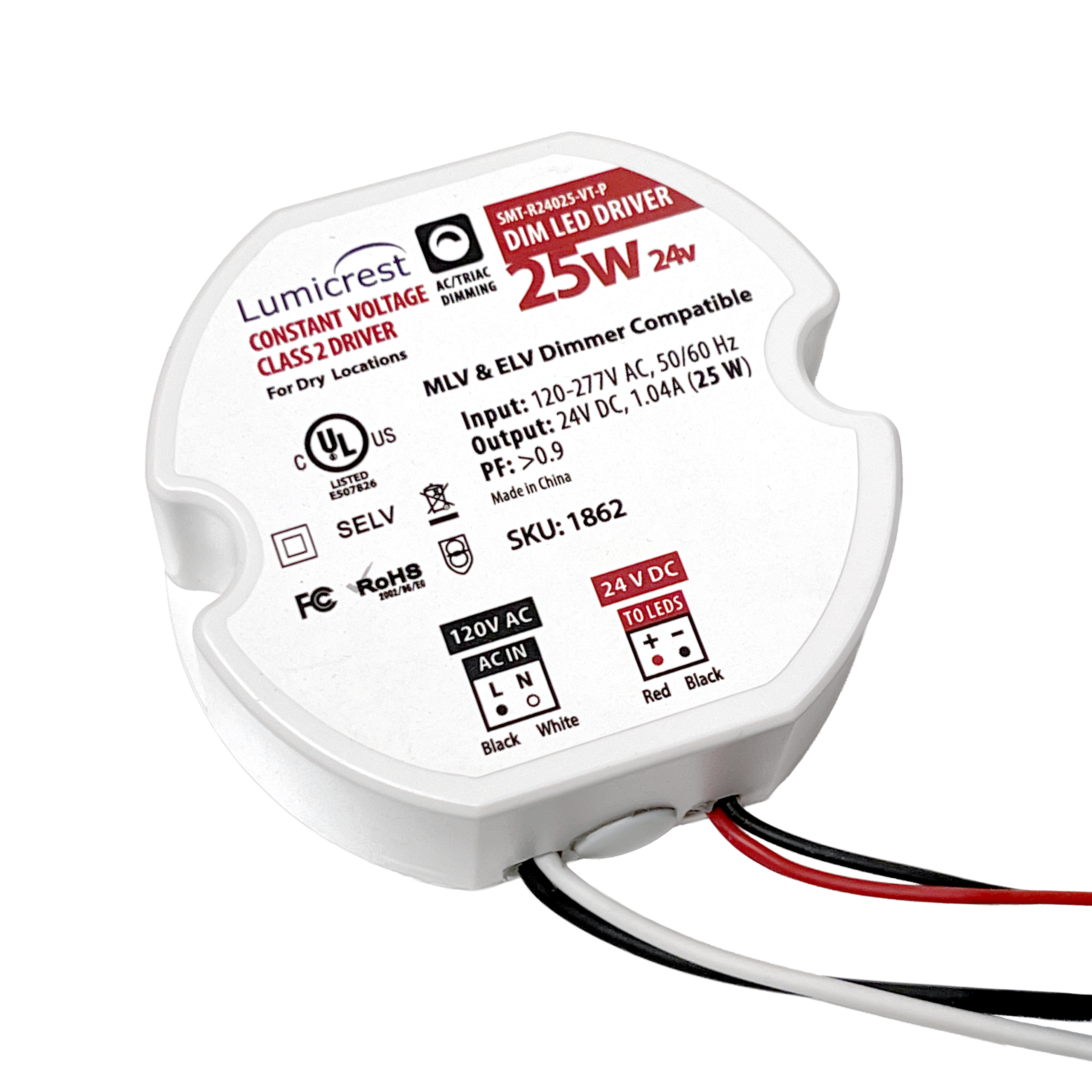 25 Watt Dimmable 24V Hardwire Constant Voltage Power Supply